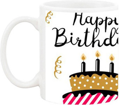 

Ashvah Happy Birthday 1112 Ceramic Mug(350 ml), Multicolor