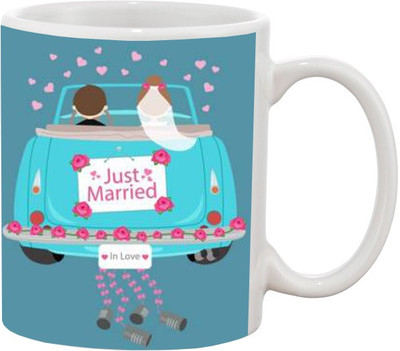 

Ashvah Just Married Ceramic Mug(350 ml), White