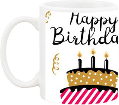 

Ashvah Happy Birthday 1113 Ceramic Mug(350 ml), Multicolor