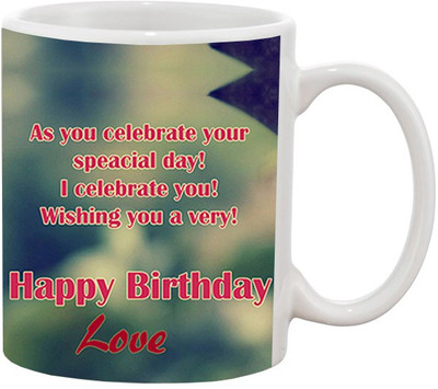 

Ashvah Happy Birthday Love Ceramic Mug(350 ml), Multicolor