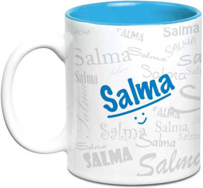 

LOF Salma Name Gift Ceramic Inside Blue Gifts For Birthday Ceramic Mug(325 ml)