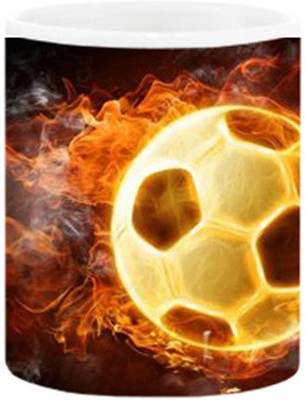 

Ashvah Football Soccer Ball On Fire Ceramic Mug(350 ml), Multicolor