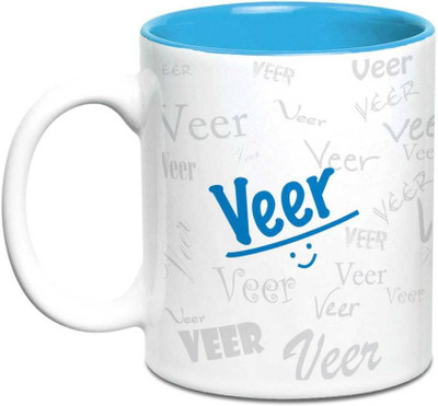 

LOF Veer Name Gift Ceramic Inside Blue Gifts For Birthday Ceramic Mug(325 ml)
