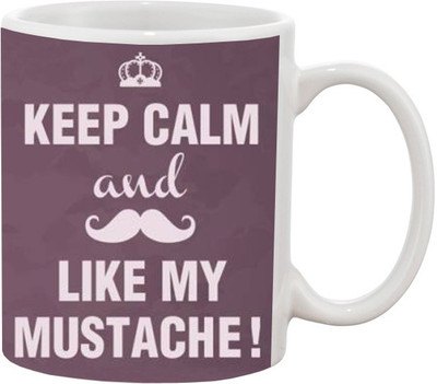 Ashvah Keep Calm Ceramic Mug(350 ml), White
