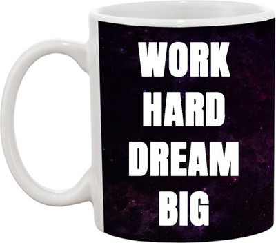 

Ashvah Work Hard Dream Big Ceramic Mug(350 ml), Multicolor
