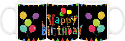 Ashvah Happy Birthaday 1527 Ceramic Mug(350 ml), Multicolor