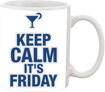 

Ashvah Keep Calm 955 Ceramic Mug(350 ml), White