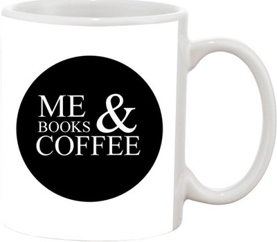 

Ashvah Me Books And Coffee Ceramic Mug(350 ml), Multicolor