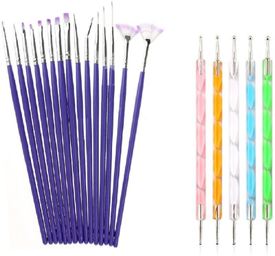 

Royalkart 20pcs Nail Art Design Dotting Painting Drawing UV Polish Brush Pen Tools Set Kit (Multicolour)(Multi)