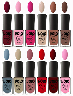 

Volo No Chipping-No Fading Longest Lasting Ever Nail Polish Set Deep Maroon, Light Pink, Magnta, English Nude, Nude, Brown, Light Blue, Skin Nude, Chocolate Peach, Blood Red, Great Maroon, Baby Pink(Pack of 12)