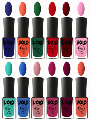 

Volo No Chipping-No Fading Longest Lasting Ever Nail Polish Set at Big Promotional Price Navy Blue, Neon Orange, Green, Blood Red, Great Maroon, Baby Pink, Fashion Green, Royal Blue, Peach Pink, Magnta Fashion, Wine Maroon, Orange(Pack of 12)