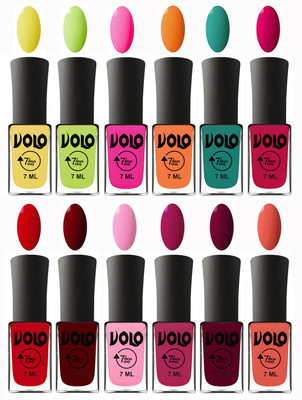

Volo No Chipping-No Fading Longest Lasting Ever Nail Polish Set at Big Promotional Price Yellow, Parrot Green, Passion Pink, Orange, Radium Green, Passion Pink, Blood Red, Great Maroon, Baby Pink, Magnta Fashion, Wine Maroon, Orange(Pack of 12)