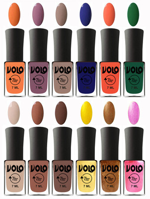

Volo No Chipping-No Fading Longest Lasting Ever Nail Polish Set Peach, Purple, Nude, Navy Blue, Neon Orange, Green, English Nude, Nude, Brown, Metallic Light Golden, Metallic Dark Golden, Metallic Pink(Pack of 12)