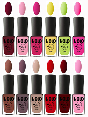 

Volo No Chipping-No Fading Longest Lasting Ever Nail Polish Set Deep Maroon, Light Pink, Magnta, Yellow, Parrot Green, Passion Pink, Chocolate Brown, Light Purple, Light Nude, Blood Red, Great Maroon, Baby Pink(Pack of 12)