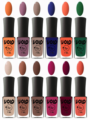 

Volo No Chipping-No Fading Longest Lasting Ever Nail Polish Set at Big Promotional Price Peach, Purple, Nude, Navy Blue, Neon Orange, Green, English Nude, Nude, Brown, Magnta Fashion, Wine Maroon, Orange(Pack of 12)