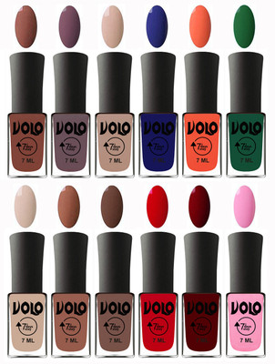 

Volo No Chipping-No Fading Longest Lasting Ever Nail Polish Set at Big Promotional Price Chocolate Brown, Light Purple, Light Nude, Navy Blue, Neon Orange, Green, English Nude, Nude, Brown, Blood Red, Great Maroon, Baby Pink(Pack of 12)