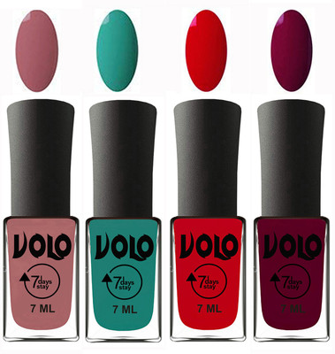 

Volo Ultra Lasting HD Shine Awesome Nail Polish Combo Chocolate Peach, Radium Green, Blood Red, Wine Maroon(Pack of 4)