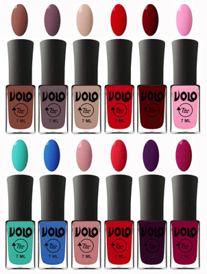 

Volo No Chipping-No Fading Longest Lasting Ever Nail Polish Set at Big Promotional Price Chocolate Brown, Light Purple, Light Nude, Blood Red, Great Maroon, Baby Pink, Fashion Green, Royal Blue, Peach Pink, Redish Orange, Dark Wine, Magnta(Pack of 12)