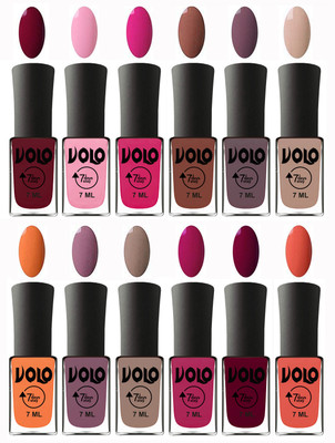 

Volo No Chipping-No Fading Longest Lasting Ever Nail Polish Set Deep Maroon, Light Pink, Magnta, Chocolate Brown, Light Purple, Light Nude, Peach, Purple, Nude, Magnta Fashion, Wine Maroon, Orange(Pack of 12)