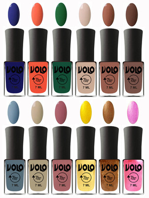 

Volo No Chipping-No Fading Longest Lasting Ever Nail Polish Set at Big Promotional Price Navy Blue, Neon Orange, Green, English Nude, Nude, Brown, Light Blue, Skin Nude, Chocolate Peach, Metallic Light Golden, Metallic Dark Golden, Metallic Pink(Pack of 1