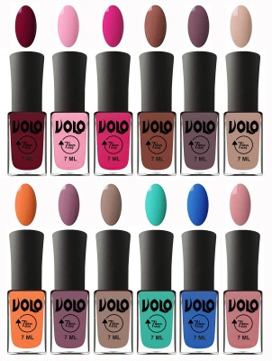 

Volo No Chipping-No Fading Longest Lasting Ever Nail Polish Set Deep Maroon, Light Pink, Magnta, Chocolate Brown, Light Purple, Light Nude, Peach, Purple, Nude, Fashion Green, Royal Blue, Peach Pink(Pack of 12)