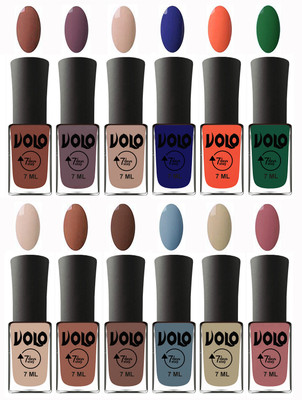 

Volo No Chipping-No Fading Longest Lasting Ever Nail Polish Set Chocolate Brown, Light Purple, Light Nude, Navy Blue, Neon Orange, Green, English Nude, Nude, Brown, Light Blue, Skin Nude, Chocolate Peach(Pack of 12)