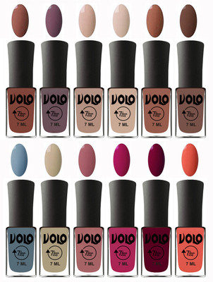 

Volo No Chipping-No Fading Longest Lasting Ever Nail Polish Set Chocolate Brown, Light Purple, Light Nude, English Nude, Nude, Brown, Light Blue, Skin Nude, Chocolate Peach, Magnta Fashion, Wine Maroon, Orange(Pack of 12)