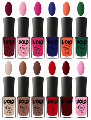 

Volo No Chipping-No Fading Longest Lasting Ever Nail Polish Set Deep Maroon, Light Pink, Magnta, Navy Blue, Neon Orange, Green, English Nude, Nude, Brown, Blood Red, Great Maroon, Baby Pink(Pack of 12)