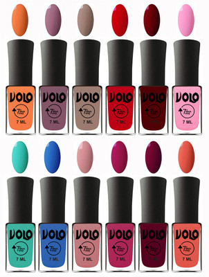 

Volo No Chipping-No Fading Longest Lasting Ever Nail Polish Set Peach, Purple, Nude, Blood Red, Great Maroon, Baby Pink, Fashion Green, Royal Blue, Peach Pink, Magnta Fashion, Wine Maroon, Orange(Pack of 12)