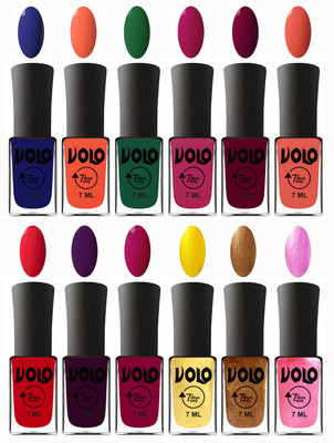 

Volo No Chipping-No Fading Longest Lasting Ever Nail Polish Set at Big Promotional Price Navy Blue, Neon Orange, Green, Magnta Fashion, Wine Maroon, Orange, Redish Orange, Dark Wine, Magnta, Metallic Light Golden, Metallic Dark Golden, Metallic Pink(Pack 