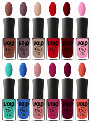 

Volo No Chipping-No Fading Longest Lasting Ever Nail Polish Set Chocolate Brown, Light Purple, Light Nude, Blood Red, Great Maroon, Baby Pink, Fashion Green, Royal Blue, Peach Pink, Magnta Fashion, Wine Maroon, Orange(Pack of 12)