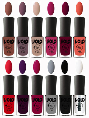 

Volo No Chipping-No Fading Longest Lasting Ever Nail Polish Set Chocolate Brown, Light Purple, Light Nude, Magnta Fashion, Wine Maroon, Orange, Redish Orange, Dark Wine, Magnta, Light Grey, Black, Top Coat(Pack of 12)