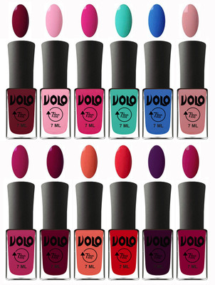 

Volo No Chipping-No Fading Longest Lasting Ever Nail Polish Set Deep Maroon, Light Pink, Magnta, Fashion Green, Royal Blue, Peach Pink, Magnta Fashion, Wine Maroon, Orange, Redish Orange, Dark Wine, Magnta(Pack of 12)
