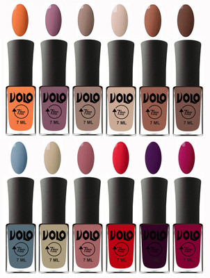 

Volo No Chipping-No Fading Longest Lasting Ever Nail Polish Set Peach, Purple, Nude, English Nude, Nude, Brown, Light Blue, Skin Nude, Chocolate Peach, Redish Orange, Dark Wine, Magnta(Pack of 12)
