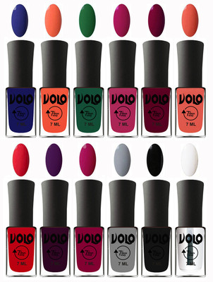 

Volo No Chipping-No Fading Longest Lasting Ever Nail Polish Set Navy Blue, Neon Orange, Green, Magnta Fashion, Wine Maroon, Orange, Redish Orange, Dark Wine, Magnta, Light Grey, Black, Top Coat(Pack of 12)