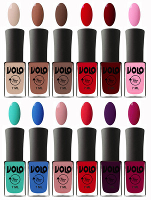 

Volo No Chipping-No Fading Longest Lasting Ever Nail Polish Set English Nude, Nude, Brown, Blood Red, Great Maroon, Baby Pink, Fashion Green, Royal Blue, Peach Pink, Redish Orange, Dark Wine, Magnta(Pack of 12)