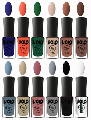 

Volo No Chipping-No Fading Longest Lasting Ever Nail Polish Set Navy Blue, Neon Orange, Green, English Nude, Nude, Brown, Light Blue, Skin Nude, Chocolate Peach, Light Grey, Black, Top Coat(Pack of 12)