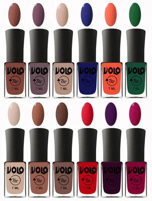 

Volo No Chipping-No Fading Longest Lasting Ever Nail Polish Set Chocolate Brown, Light Purple, Light Nude, Navy Blue, Neon Orange, Green, English Nude, Nude, Brown, Redish Orange, Dark Wine, Magnta(Pack of 12)