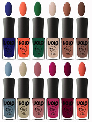 

Volo No Chipping-No Fading Longest Lasting Ever Nail Polish Set Navy Blue, Neon Orange, Green, English Nude, Nude, Brown, Light Blue, Skin Nude, Chocolate Peach, Magnta Fashion, Wine Maroon, Orange(Pack of 12)