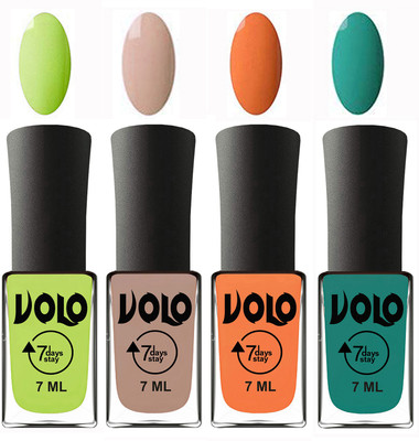 

Volo Ultra Lasting HD Shine Awesome Nail Polish Combo Parrot Green, Light Nude, Peach, Radium Green(Pack of 4)