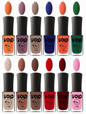 

Volo No Chipping-No Fading Longest Lasting Ever Nail Polish Set Peach, Purple, Nude, Navy Blue, Neon Orange, Green, English Nude, Nude, Brown, Blood Red, Great Maroon, Baby Pink(Pack of 12)