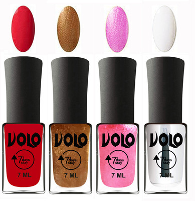 

Volo Ultra Lasting HD Shine Awesome Nail Polish Combo Redish Orange, Metallic Dark Golden, Metallic Pink, Top Coat(Pack of 4)