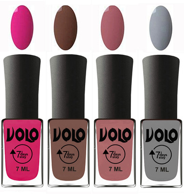 

Volo Ultra Lasting HD Shine Awesome Nail Polish Combo Magnta, Brown, Chocolate Peach, Light Grey(Pack of 4)