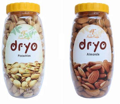

dryo Dry Fruit Combo Pistachio 200g & Almond 250g Almonds, Pistachios(450 g, Plastic Bottle)