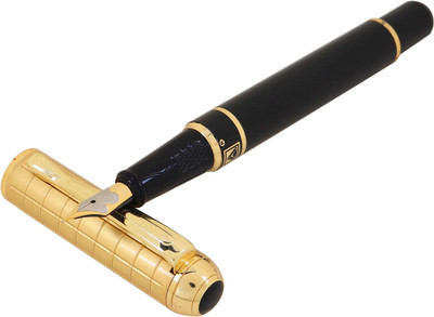

Oculus Robust-1414 Metal Pen With Black/Golden Body, Checkered Embossed Design metallic Fountain Pen