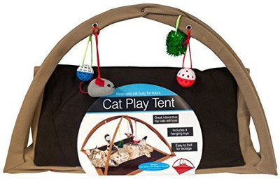 

Bulk Buys Fleece Cat Play Tent With Dangle Toys - Pack Of 1 Polyester Fetch Toy For Cat