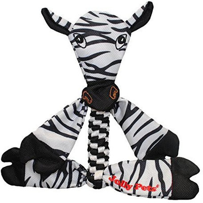 

Jolly Pets Zebra Animal Flathead Tug/Squeak Toy, Large Cotton Plush Toy For Dog