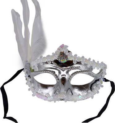 

Funcart Silver Retro white Feather Venetian mask (1pcs/pack)