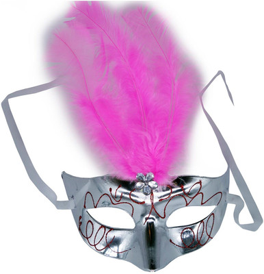 

Funcart silver glitter mask with pink feather (1pcs/pack)