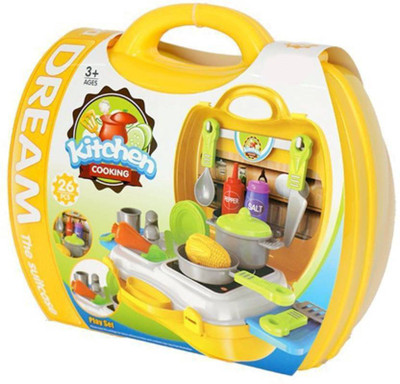 

DMPL Toys Kitchen Cook Luxury Kitchen Set Briefcase Style Play Set Interactive Kitchen